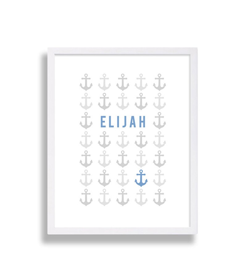 Anchor Nursery Decor Grey and Blue Nursery Art Nautical Etsy