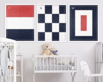 Large Nursery Art Modern Nursery Prints Nautical Nursery Ideas Blue Nursery Decor Nautical Alphabet Prints Baby Shower Gift Coastal Nursery