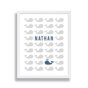 Nursery Prints Nautical Nursery Decor Whale Nursery Art Grey and Blue Nursery Decor Baby Shower Gift Modern Nursery Prints Baby Name Decor