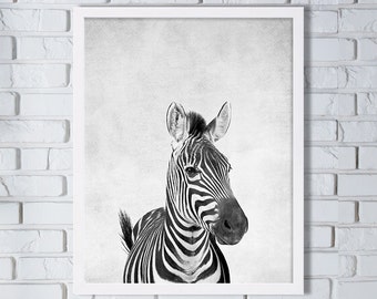 Zebra Animal Art Print Black and White Decor Cool Art Large Poster Animal Photo Print Travel Photography Africa Safari Modern Wall Art