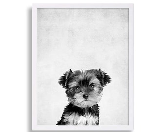 Yorkie Print Dog Portrait Puppy Print Dog Art Pet Art Nursery Art Nursery Decor Nursery Print Baby Animal Decor Modern Art