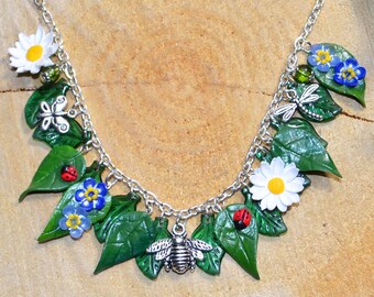 Lily Pond Bracelet Dragonfly Handmade Clay Water Lilies Pagan Jewellery