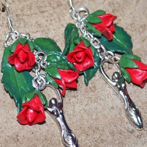 Goddess Earrings, Pagan Earrings, Witches Earrings, Druid Earrings, Litha Earrings, Rose Earrings - Handmade Pagan Jewellery