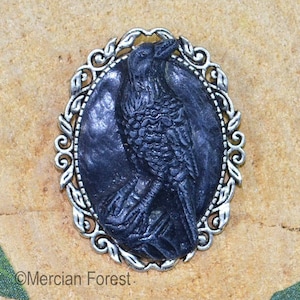 Raven Cameo Brooch, Raven Brooch, Quoth The Raven - Nevermore