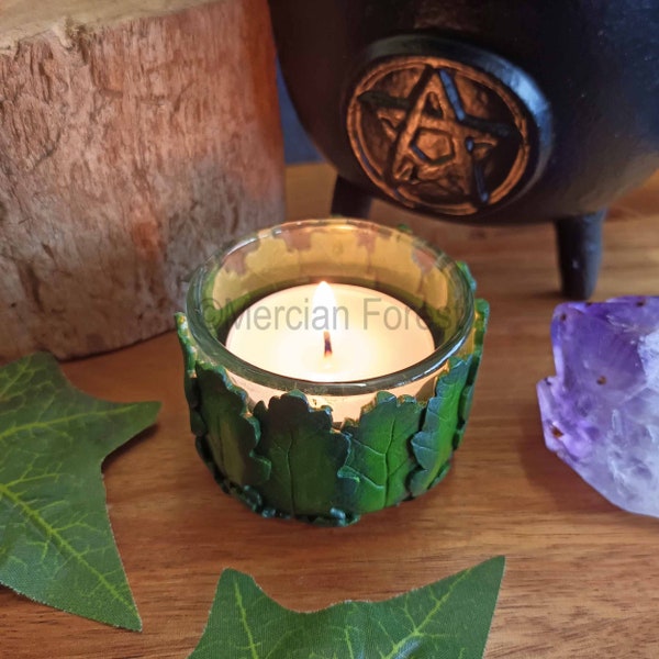 Altar Candle Holder, Pagan Altar Decoration, Oak Altar Decoration, Pagan Witch Wiccan Yule Gift