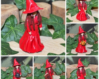 Witch Figurine, Witch Ornament, Witch Doll, Polymer Clay Witch, Witchling, Witch Decoration