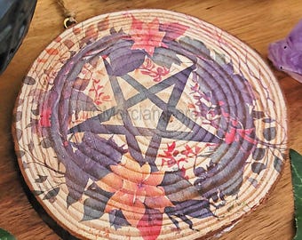 Floral Pentacle Pentagram Altar Hanging Wall Decoration for Pagan Wiccan Witch Druid Devotional Space