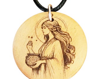 Cerridwen Pendant Necklace on Black Cord, Cerridwen Necklace, Pagan Jewellery for Wiccan, Witch or Druid