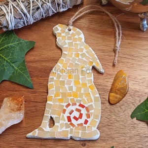 Moon Gazing Hare Wall Hanging, Pagan Decoration, Altar Decoration, Ostara Hare for Wiccan, Witch or Druid