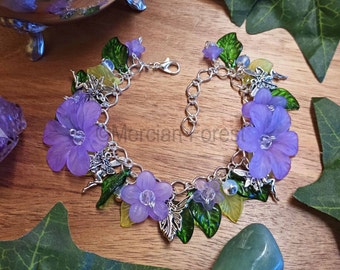 Fairy Charm Bracelet, Floral Charm Bracelet, Fairy Bracelet - Memories of Arcadia