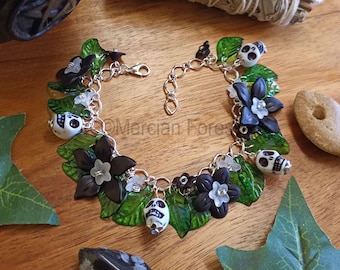 Gothic Charm Bracelet, Gothic Bracelet - Bone Garden Bracelet