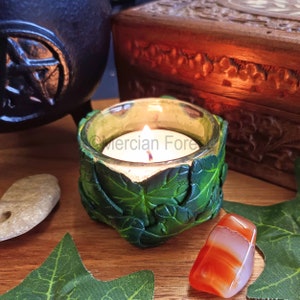 Altar Candle Holder, Pagan Altar Decoration, Ivy Altar Decoration, Pagan Witch Wiccan Yule Gift