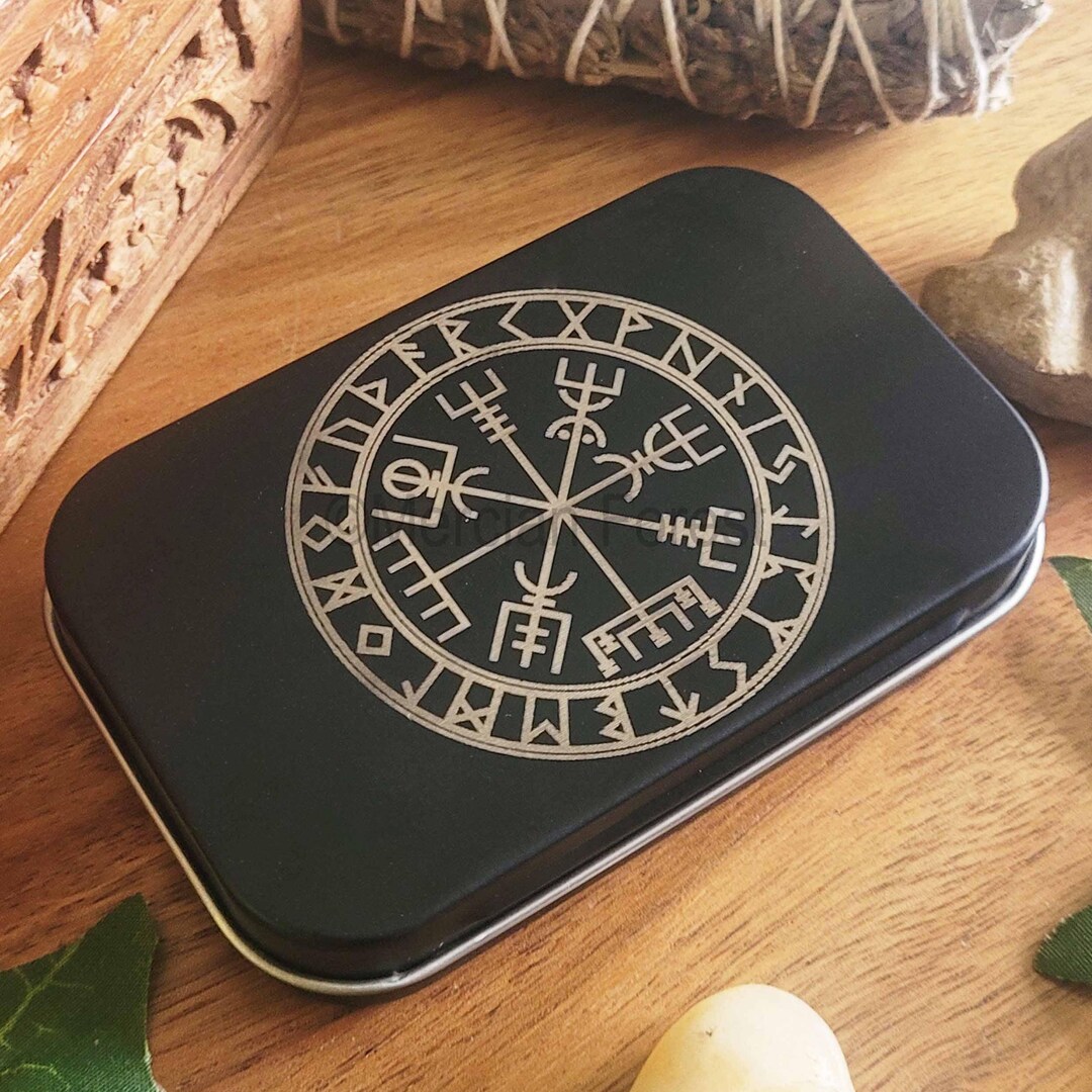 Mini Travel Altar Tin, Offering Box, Witchcraft Box, Vegvisir Altar Tin ...
