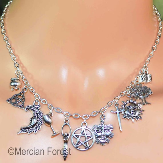 Harvest Pentacle Necklace 18/" silver plated chain pendant wicca pagan mabon