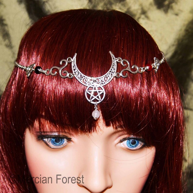 Triple Goddess Headdress Pagan Head Chain Pagan Headpiece Etsy