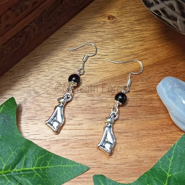 Cat Earrings, Witches Earrings, Familiar Earrings - Handmade Pagan Jewellery