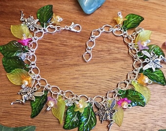 Flower Fairy Charm Bracelet, Fairy Charm Bracelet, Fairy Bracelet