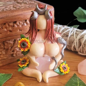 Triple Goddess Figurine, Goddess Statue, Sitting Goddess Figurine, Priestess Curvy Goddess