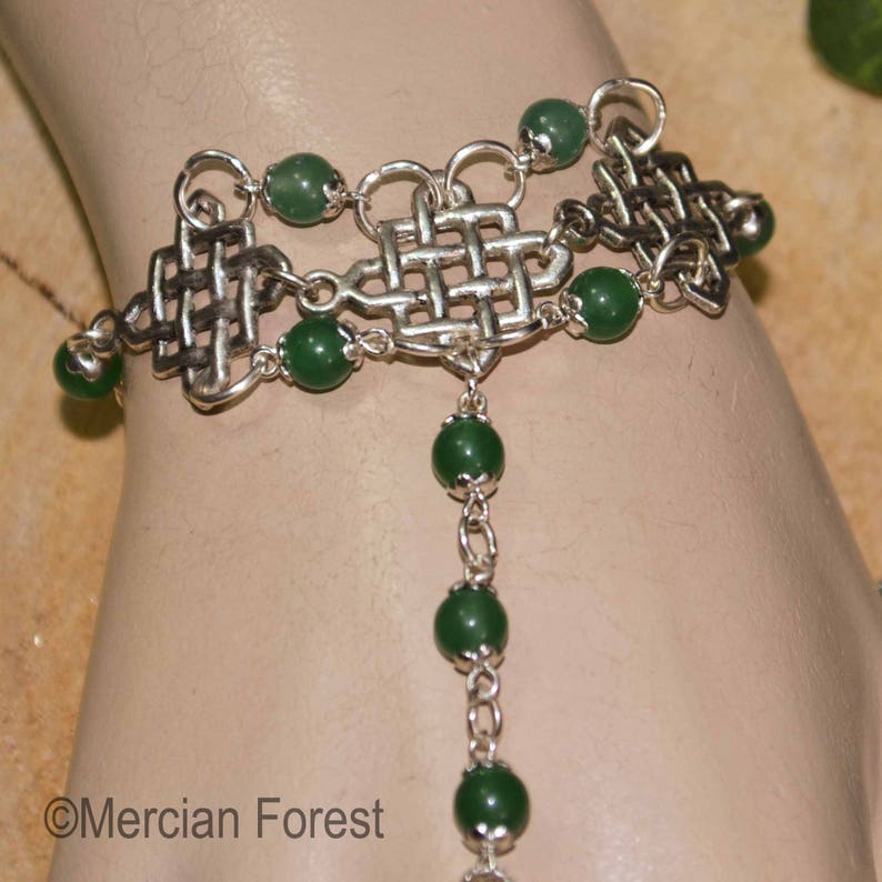 Various Gemstones Celtic Maiden Bracelet Ring Perfect for Pagans Witches or Larp Celtic Inspired Handmade Pagan Jewellery Wiccans