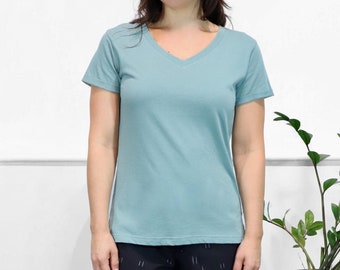 T-shirt à manches courtes bleu en jersey de coton bio - Chemise durable - Chemise équitable