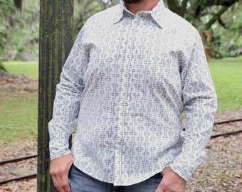 Geometric Print Organic Cotton Men's Shirt: Fair Trade Handmade Button Down