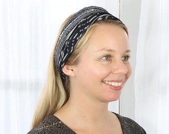 Cotton Headbands- Sustainable & Zero Waste - Hand Block Printed or Ikat Woven with Elastic, Boho Style, Perfect Gift for her