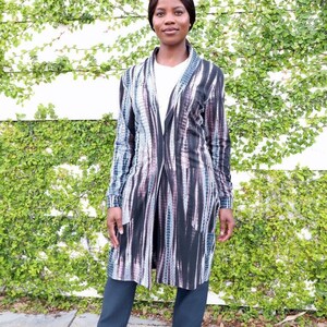 Shibori Tye and Dye Organic Cotton Long Duster, Cardigan or Coat - Fair Trade and Handmade, Perfect Gift for Her