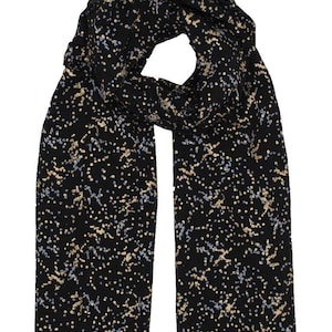 Black with Metallic Gold and Silver Splatter Dots - Super Soft Organic Cotton Scarf: Perfect Gift for Mom