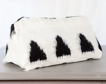 Black and White Triangle Geometric Cotton Toiletry Bag, Cosmetic Bag, Travel Bag- Fair Trade - Gift for Her or Gift for Him