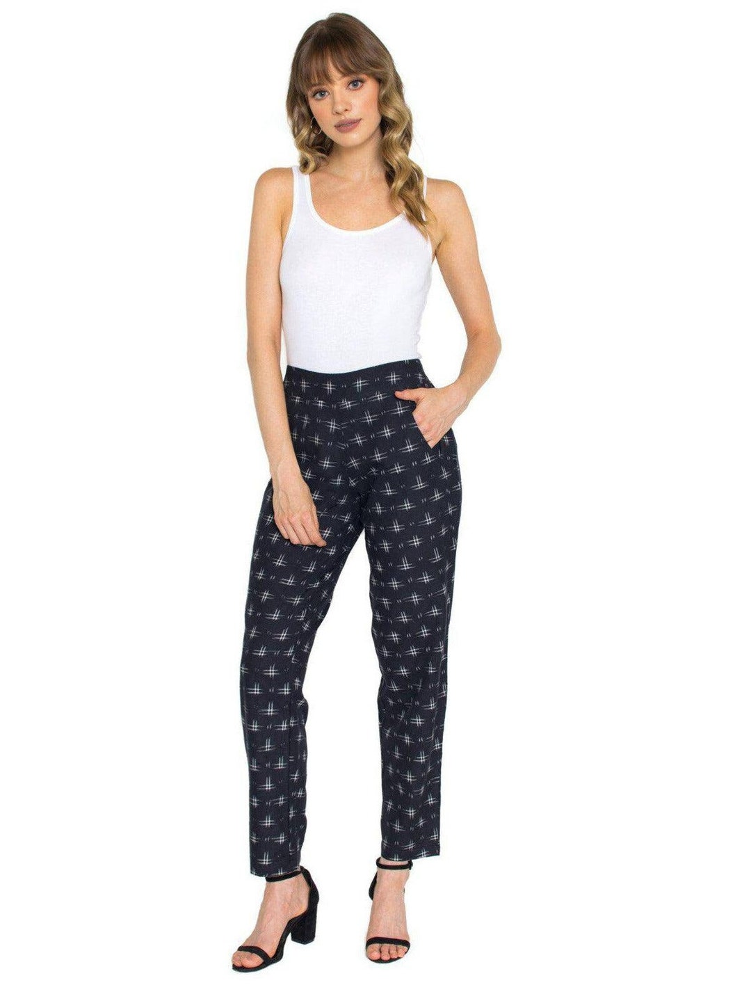 comfort fit narrow pants - dark pink ikat main image 0