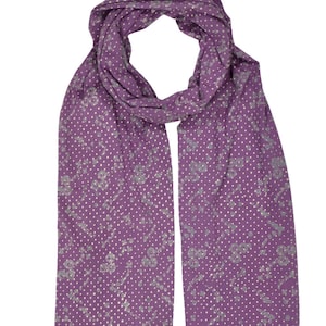 Lila Schal mit abstraktem floralem Blockprint aus Bio-Baumwolle: Perfektes Geschenk für Sie, Fair Trade