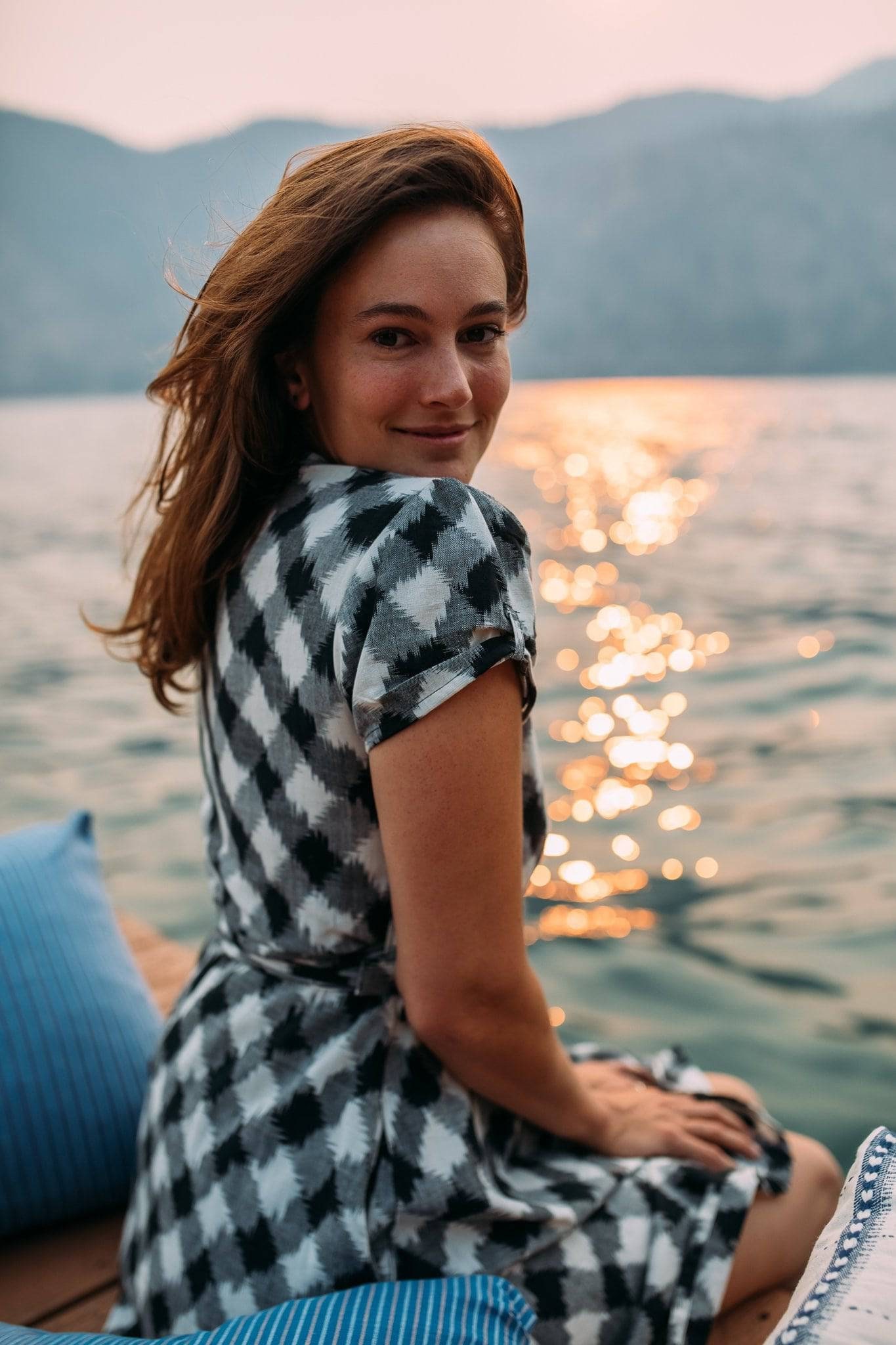 Black & White Plaid Cotton Wrap Dress and Pockets- Perfect