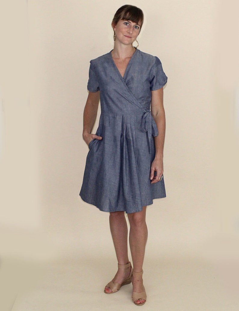 Denim Chambray Cotton Wrap Dress Perfect Gift for Her Fair | Etsy