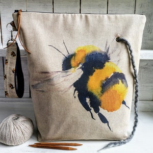 XL TRAVEL BAG 9 Pockets Large Bee Project Bag Knitting Crochet