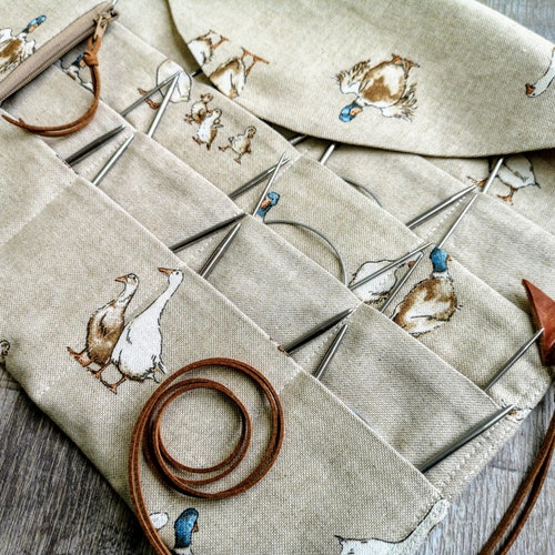 CIRCULAR NEEDLE ORGANIZER Luxury Linen Case Pink Purple Burnt Etsy UK