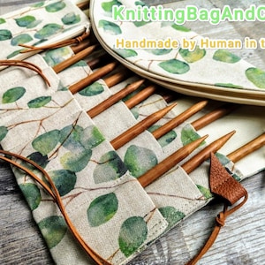 Eucalyptus Interchangeabla Needle Holder Roll with pockets for all types of needles