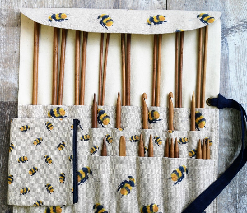 STRAIGHT NEEDLE ORGANIZER Bee Interchangeable Roll Knitting Etsy UK