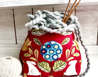 KNITTER YARN BOWL Project Bag Wool Holder With Snaps