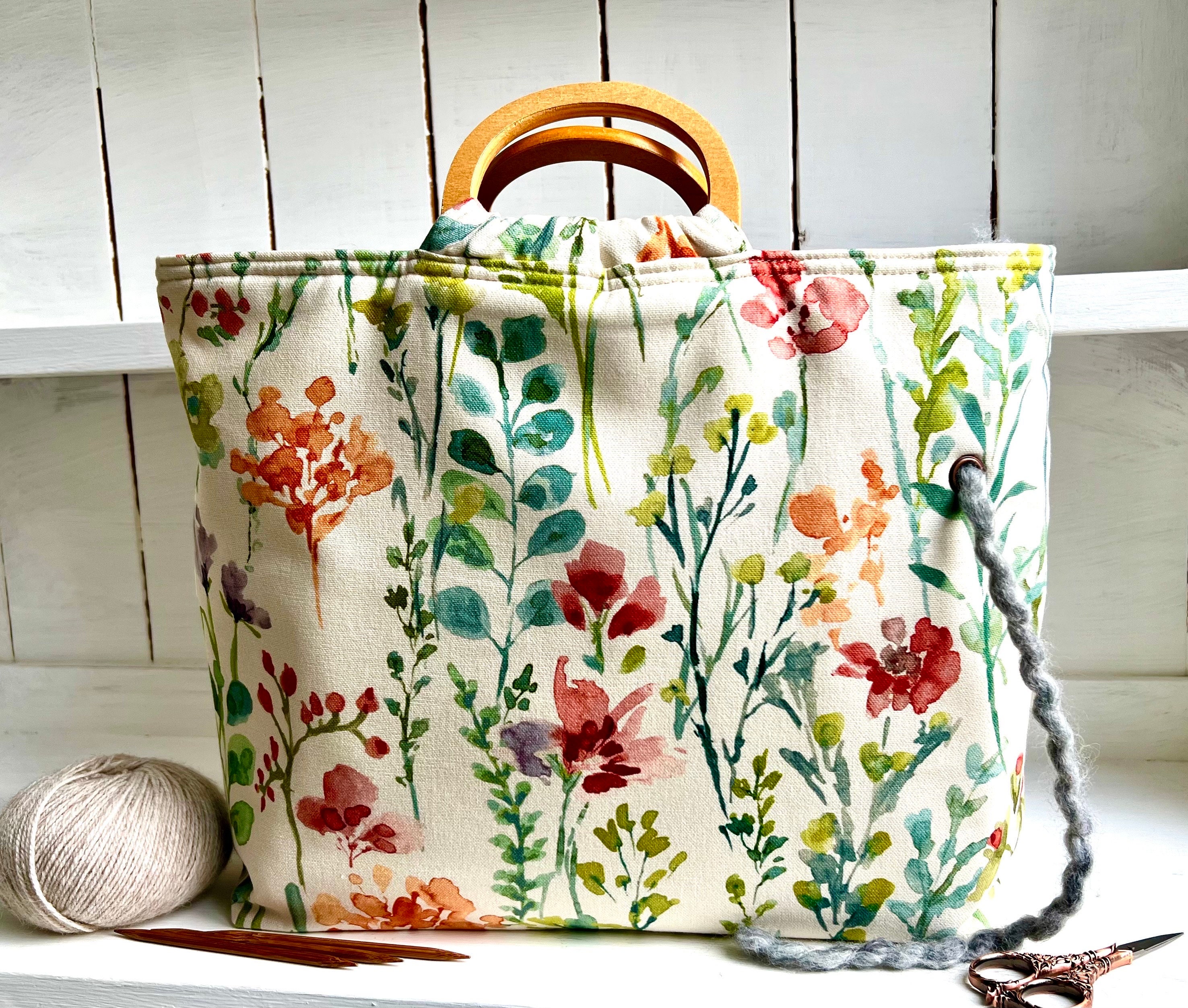 Wooden Handle Knitting Bag - Etsy