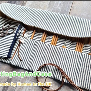 Estuche enrollable para agujas de tejer con bolsillo con cremallera
