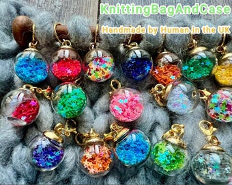 Crystal Glass Stars Ball STITCH MARKERS Knitting Crochet