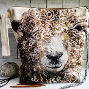 SHEEP Large Zipper Project Bag with 9 Pockets