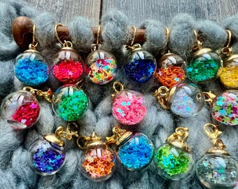 Crystal Glass Stars Ball STITCH MARKERS Knitting Crochet
