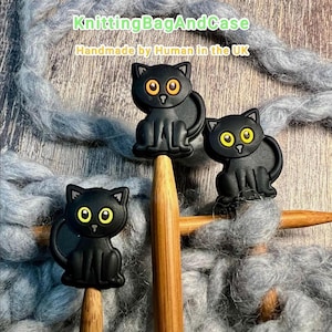 BLACK CAT STITCH Stopper per punte di ferri da maglia, regalo pratico