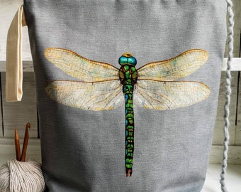 Dragonfly Large ZIPPER PROJECT BAG 9 Pockets Handmade Gift