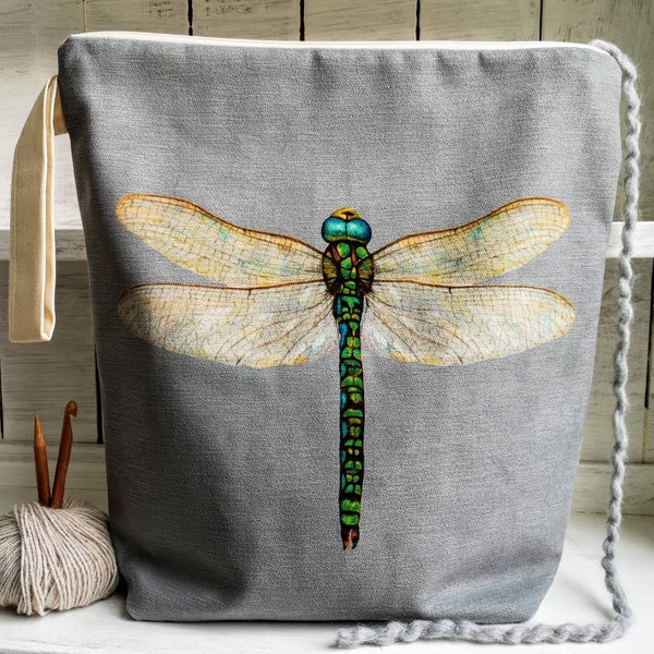 Dragonfly Large ZIPPER PROJECT BAG 9 Pockets Handmade Gift