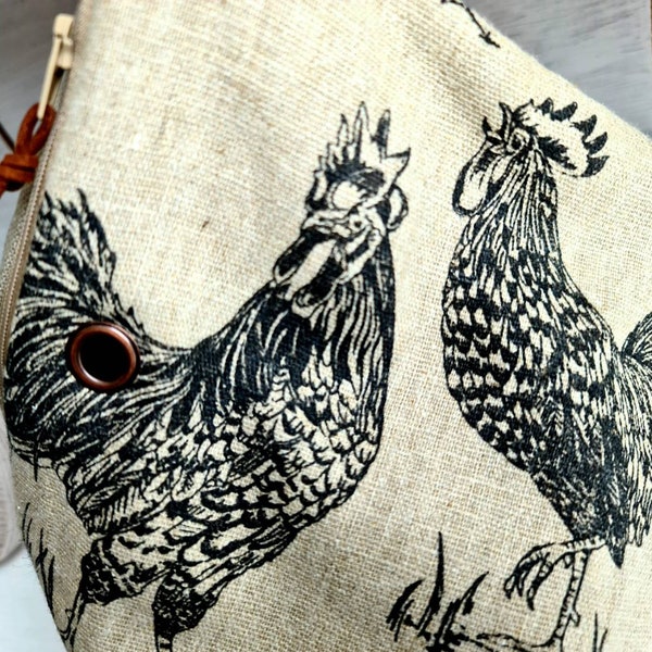 SAC TRIANGLE COQ Français Naturel Lin Noir Poulet Style Japonais Origami Chaussette Amigurumi Sac Tricot Crochet