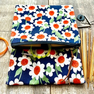 AGHI INTERCAMBIABILI DA VIAGGIO Organizzatore Daisy Knitting Crochet Dpn Holder Custodia per ago con tasca con zip Regalo fatto a mano Natale Compleanno