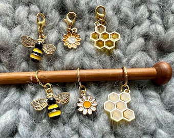 STITCH MARKERS BEE Honey Flower Theme Select Design and Finish