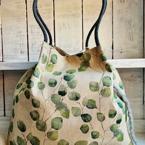 Eucalyptus TOTE PROJECT BAG 9 Pockets Knitting Crochet Craft Handmade Gift